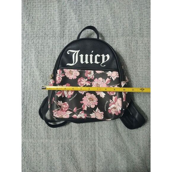 Juicy Couture Floral Logo Backpack Black & Pink Y2K Feminine - Picture 9 of 15